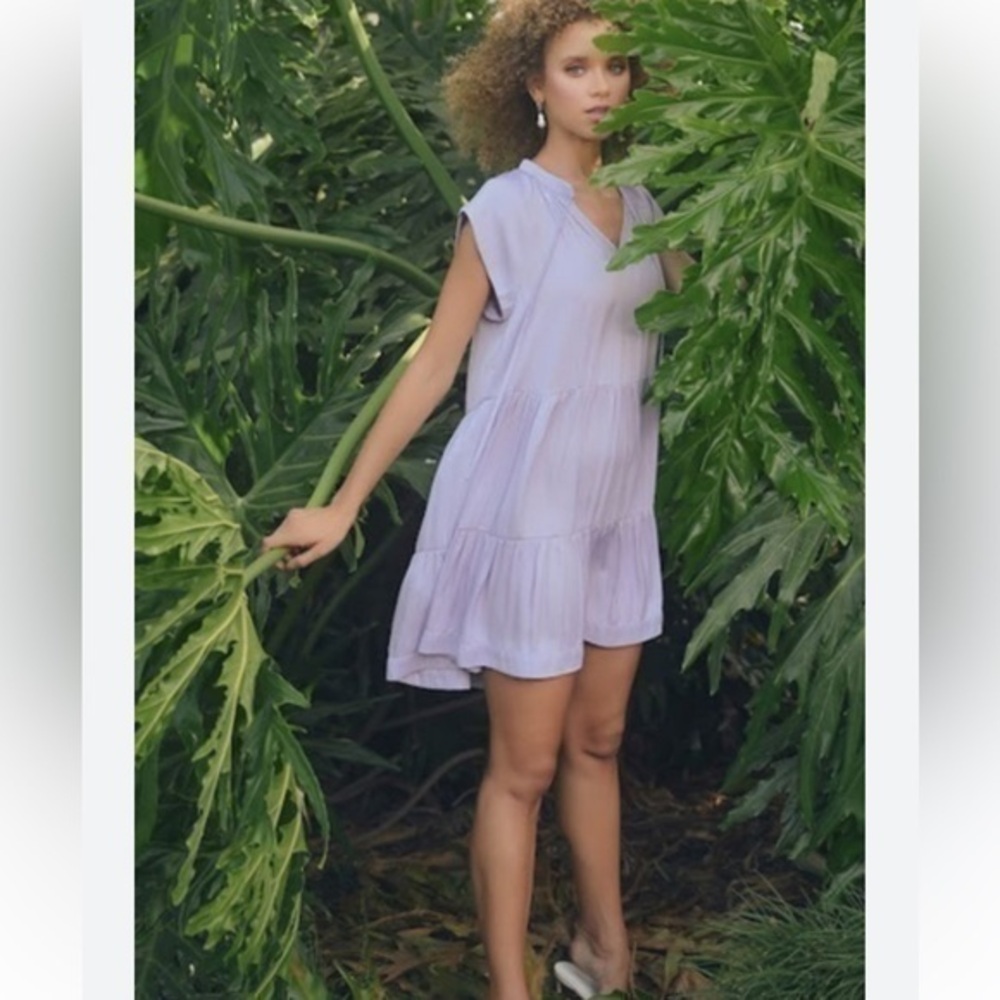 Reset by Jane Lavender Mini Dress with neck tie
